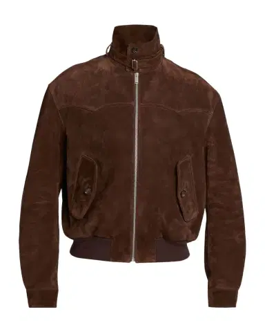 Alexander McQueen Men's Harrington Cropped Leather Bomber Jacket | Thumbnail 1
