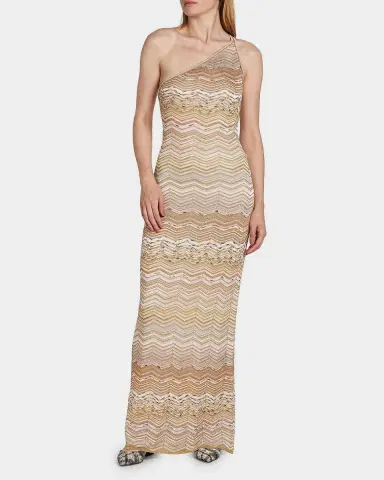 Missoni Metallic Chevron One-Shoulder Maxi Dress | Thumbnail 2