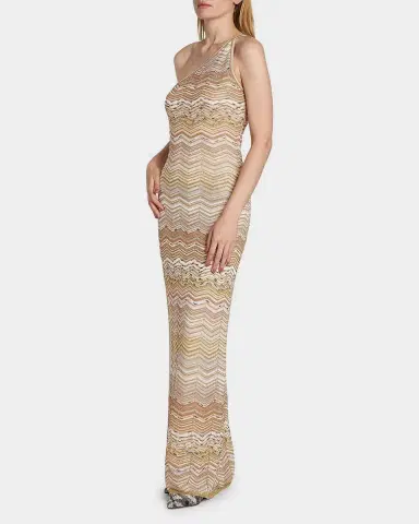 Missoni Metallic Chevron One-Shoulder Maxi Dress | Thumbnail 4