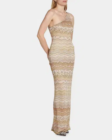 Missoni Metallic Chevron One-Shoulder Maxi Dress | Thumbnail 6