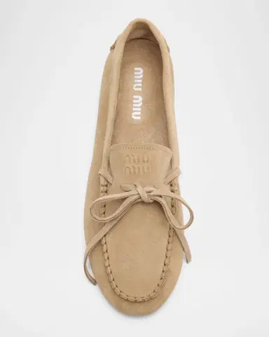 Miu Miu Suede Moccasin Loafers | Thumbnail 4