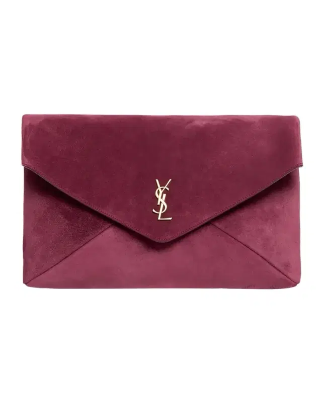 Saint Laurent YSL XXL Suede Envelope Pouch Clutch Bag