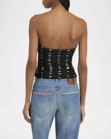 Valentino Garavani Strapless Polka Dot Ruched Bustier | Thumbnail 3