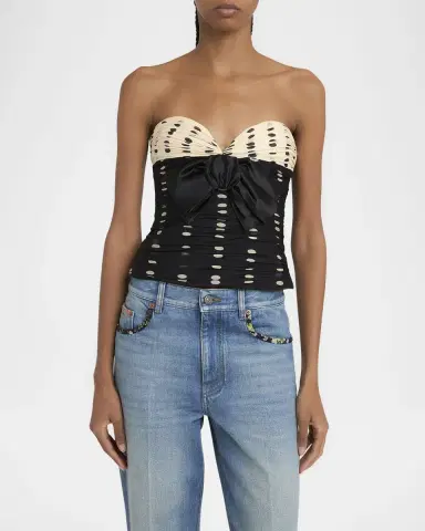 Valentino Garavani Strapless Polka Dot Ruched Bustier | Thumbnail 4