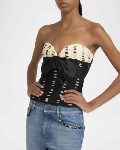 Valentino Garavani Strapless Polka Dot Ruched Bustier | Thumbnail 5