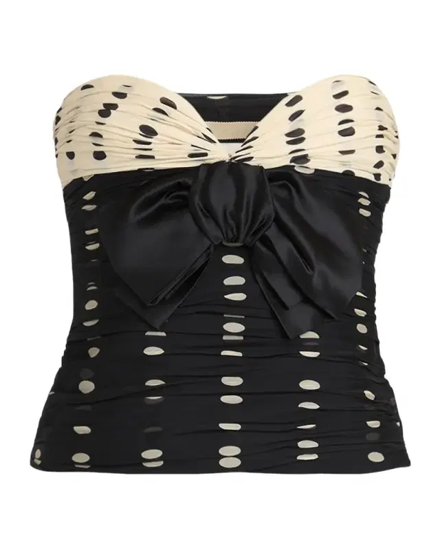 Strapless Polka Dot Ruched Bustier