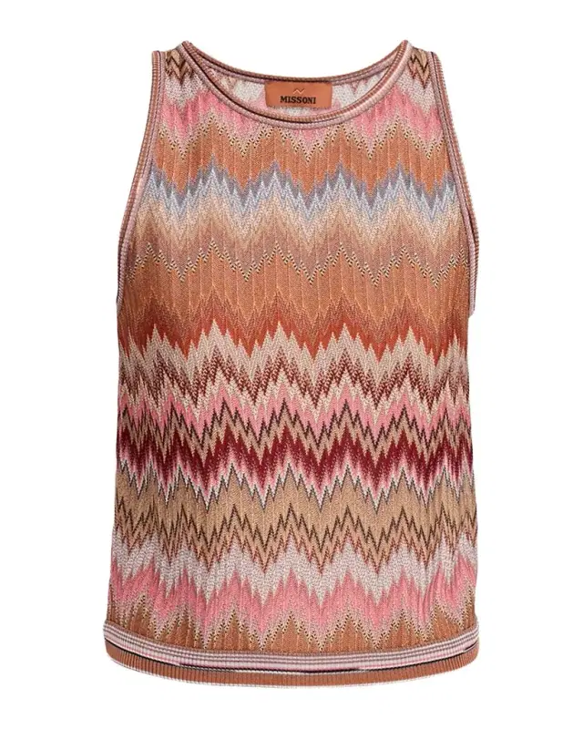 Multicolor Snake Chevron Knit Tank Top