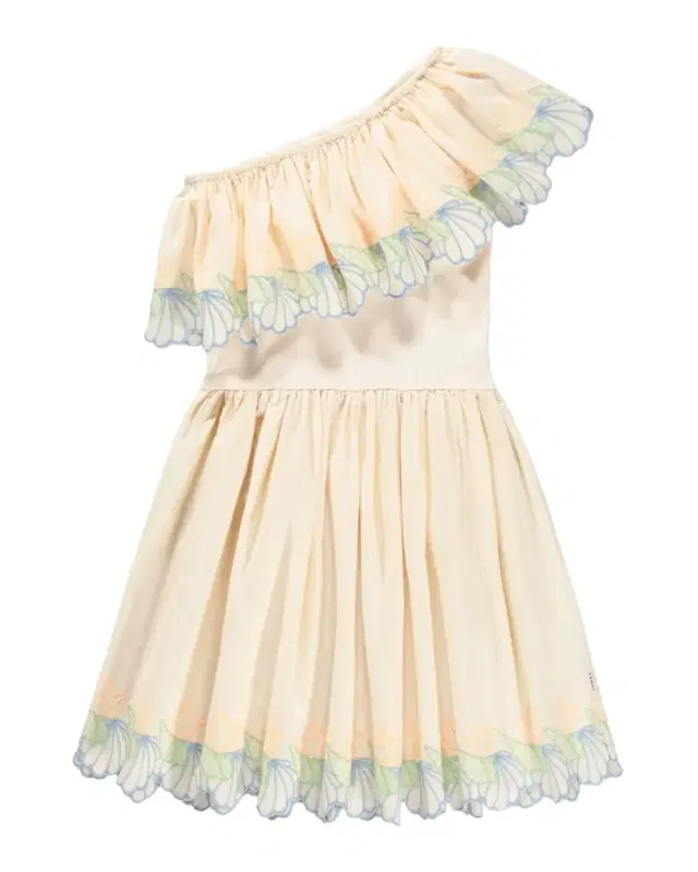 Girl 's Cato Scalloped Asymmetric Ruffle Dress