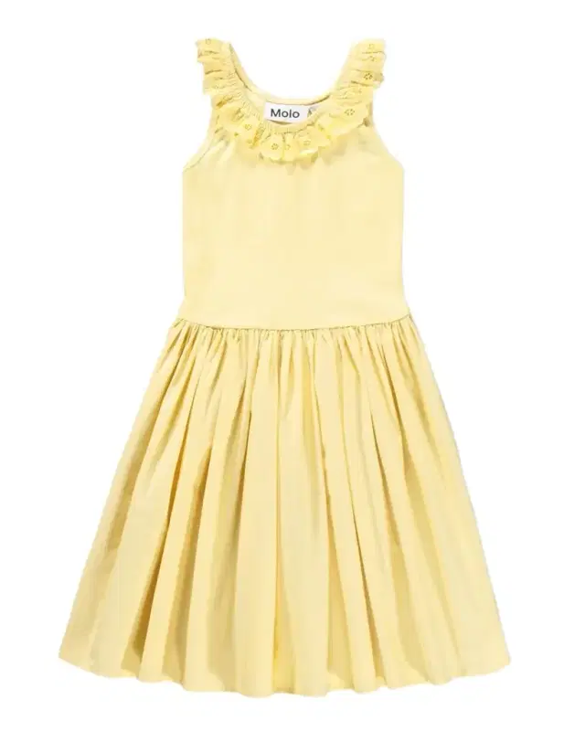 Girl 's Croco Sleeveless Ruffle Lace Combo Dress