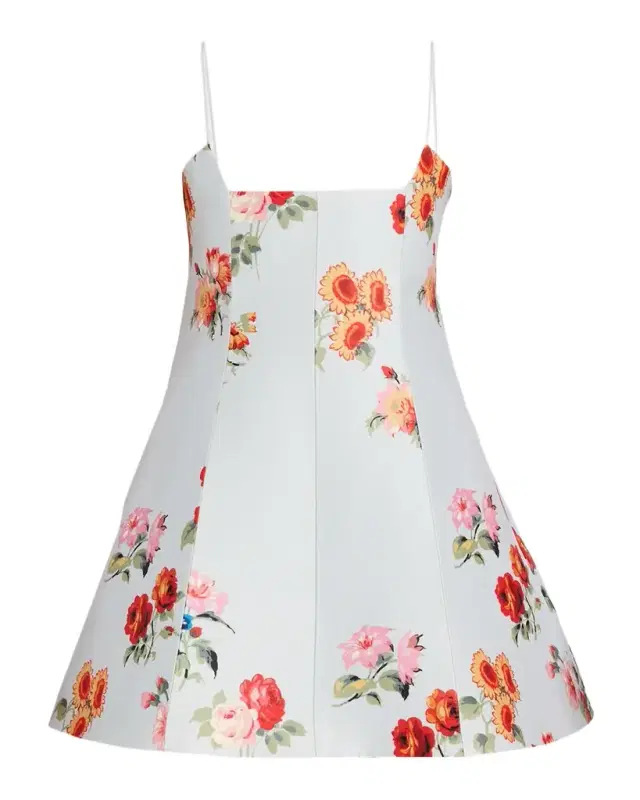 The Zinnia Floral Wool-Silk Faille Mini Dress