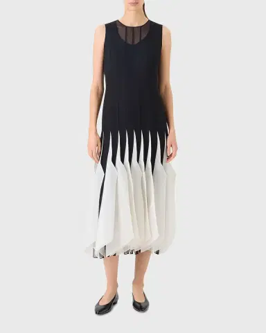 Akris Sleeveless Panama Silk Organza Seamed Midi Dress | Thumbnail 2