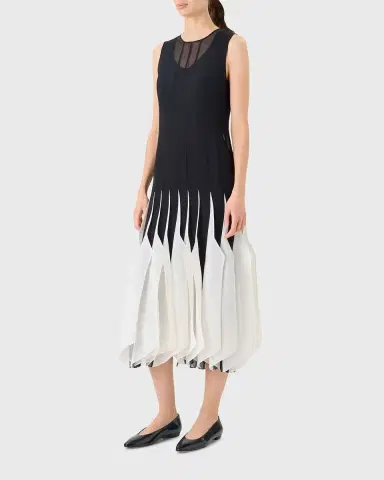 Akris Sleeveless Panama Silk Organza Seamed Midi Dress | Thumbnail 4