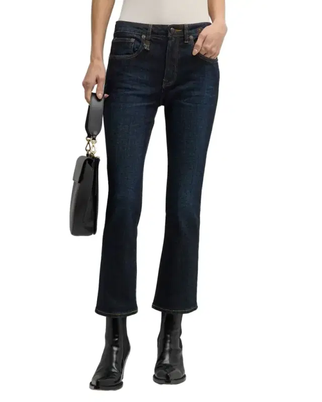 R13 Mid-Rise Straight Kick Ankle Jeans
