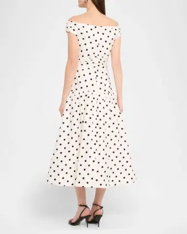 Self-Portrait Polka-Dot Cotton Midi Dress | Thumbnail 3