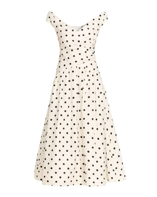 Self-Portrait Polka-Dot Cotton Midi Dress