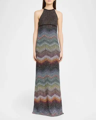 Missoni Sequin Wefted Loom Knit Halterneck Gown | Thumbnail 2