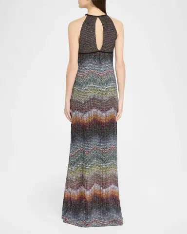 Missoni Sequin Wefted Loom Knit Halterneck Gown | Thumbnail 3