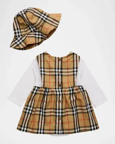 Burberry Girl's Check Cotton Three-Piece Gift Set | Thumbnail 2