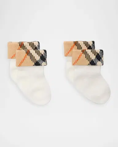 Burberry Kid's Two-Pack Cotton-Blend Socks, Size 1M-18M | Thumbnail 2