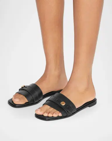 Tory Burch Romy Leather Slide Sandals | Thumbnail 2 Tory Burch Romy Leather Slide Sandals | Thumbnail 2