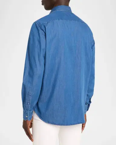 Stefano Ricci Men's Denim Snap-Front Button-Down Shirt | Thumbnail 3