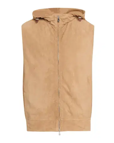 Brunello Cucinelli Men's Hooded Full-Zip Leather Vest | Thumbnail 1 Brunello Cucinelli Men's Hooded Full-Zip Leather Vest | Thumbnail 1