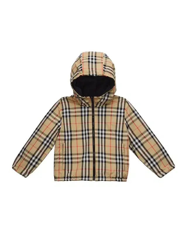 Burberry Boy 's Reversible Check Hooded Jacket, Size 6M-3