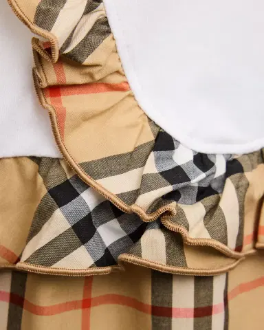 Burberry Girl's Check-Trim Stretch Cotton Dress, Size 6M-3 | Thumbnail 3