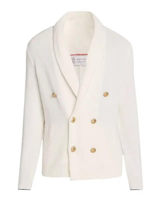 Brunello Cucinelli Men 's Cotton Knit Double-Breasted Shawl Cardigan