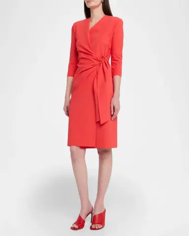 Chiara Boni La Petite Robe Bozena Draped Wrap-Front Dress | Thumbnail 4 Chiara Boni La Petite Robe Bozena Draped Wrap-Front Dress | Thumbnail 4