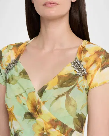Chiara Boni La Petite Robe Slavka Belted Floral-Print Georgette Gown | Thumbnail 5