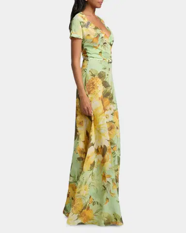Chiara Boni La Petite Robe Slavka Belted Floral-Print Georgette Gown | Thumbnail 7