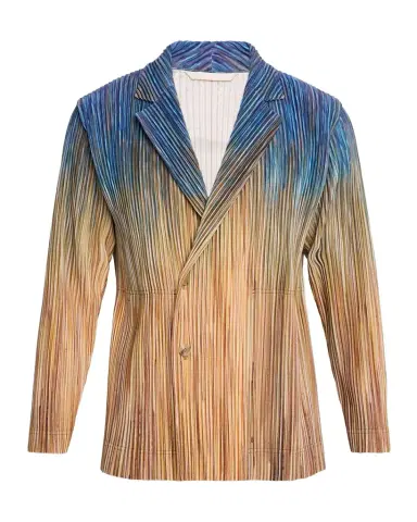 Homme Plissé Issey Miyake Men's Paintbrush Agate-Print Pleated Single-Breasted Blazer | Thumbnail 1