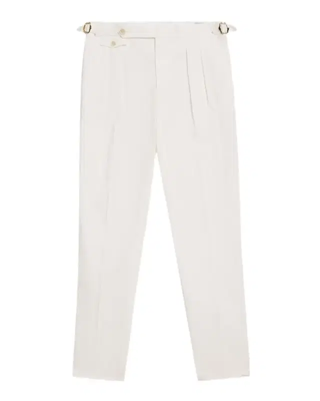 Brunello Cucinelli Men's Cotton Pleated Trousers with Waist Tabs