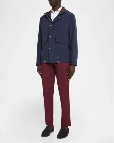 Brunello Cucinelli Men's Cotton Tipped-Collar Long-Sleeve Polo Shirt | Thumbnail 2