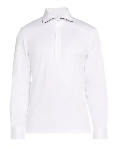 Brunello Cucinelli Men's Cotton Tipped-Collar Long-Sleeve Polo Shirt | Thumbnail 1