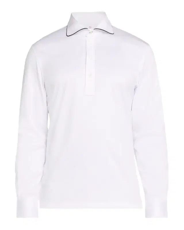 Brunello Cucinelli Men 's Cotton Tipped-Collar Long-Sleeve Polo Shirt