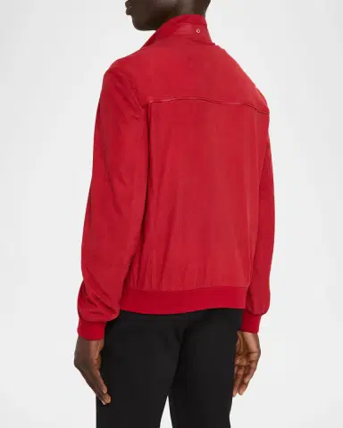 Stefano Ricci Men's Perforated Suede Zip-Pocket Blouson | Thumbnail 3 Stefano Ricci Men's Perforated Suede Zip-Pocket Blouson | Thumbnail 3