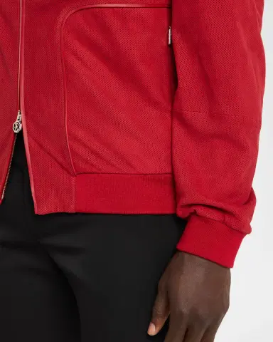 Stefano Ricci Men's Perforated Suede Zip-Pocket Blouson | Thumbnail 5 Stefano Ricci Men's Perforated Suede Zip-Pocket Blouson | Thumbnail 5