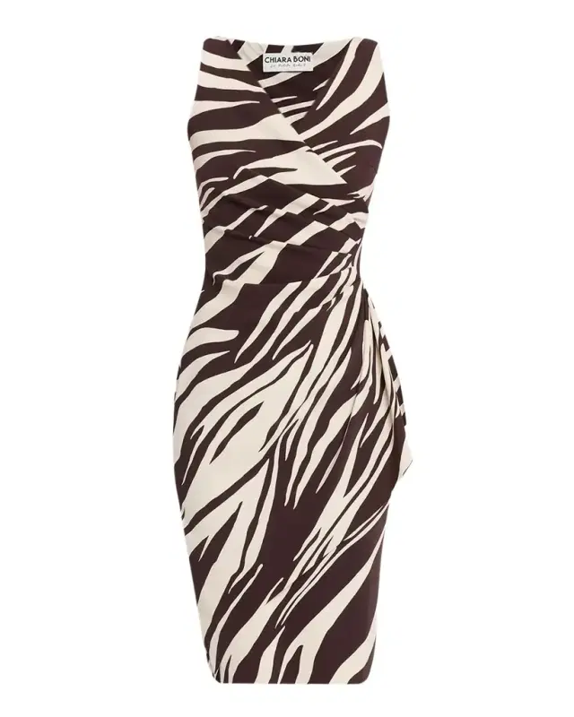 Chiara Boni La Petite Robe Charisse Pleated Animal-Print Dress