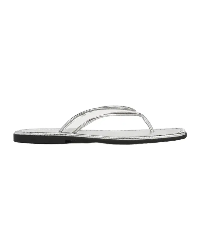 Clea Metallic Leather Jelly Thong Sandals