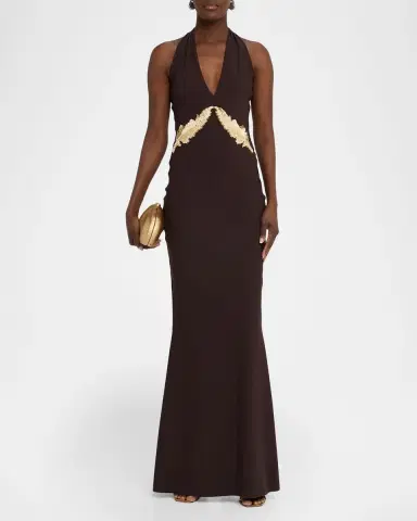 Chiara Boni La Petite Robe Yanar Beaded Mermaid Halter Gown | Thumbnail 2 Chiara Boni La Petite Robe Yanar Beaded Mermaid Halter Gown | Thumbnail 2