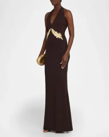 Chiara Boni La Petite Robe Yanar Beaded Mermaid Halter Gown | Thumbnail 4 Chiara Boni La Petite Robe Yanar Beaded Mermaid Halter Gown | Thumbnail 4