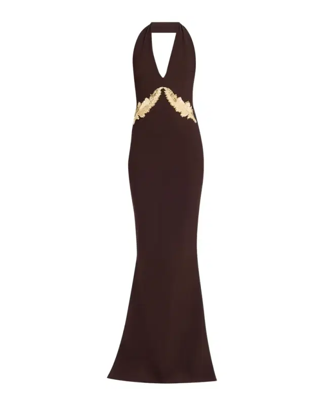 Chiara Boni La Petite Robe Yanar Beaded Mermaid Halter Gown