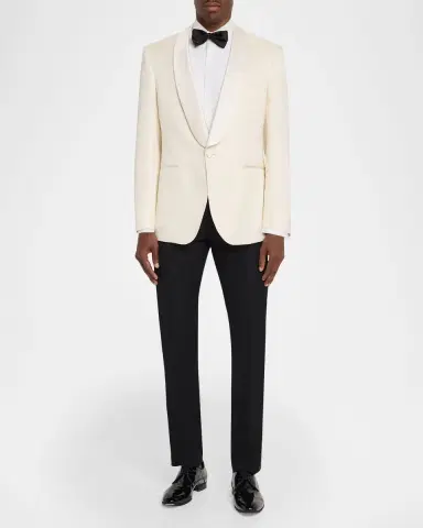 Stefano Ricci Men's Textured Linen Silk-Shawl Lapel Evening Jacket | Thumbnail 2 Stefano Ricci Men's Textured Linen Silk-Shawl Lapel Evening Jacket | Thumbnail 2