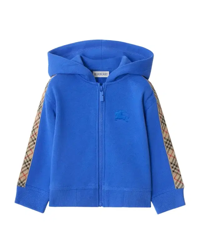 Boy 's Check-Trim Cotton Zip Hoodie, Size 12M-3