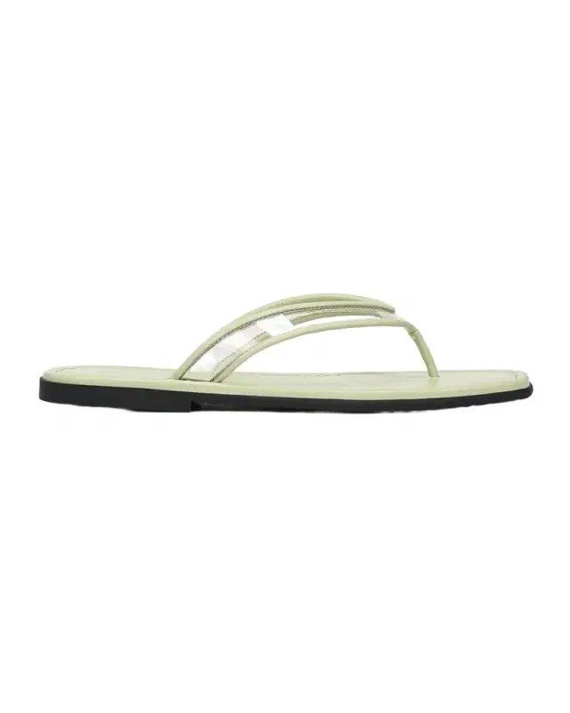 Clea Leather-Trimmed Jelly Thong Sandals