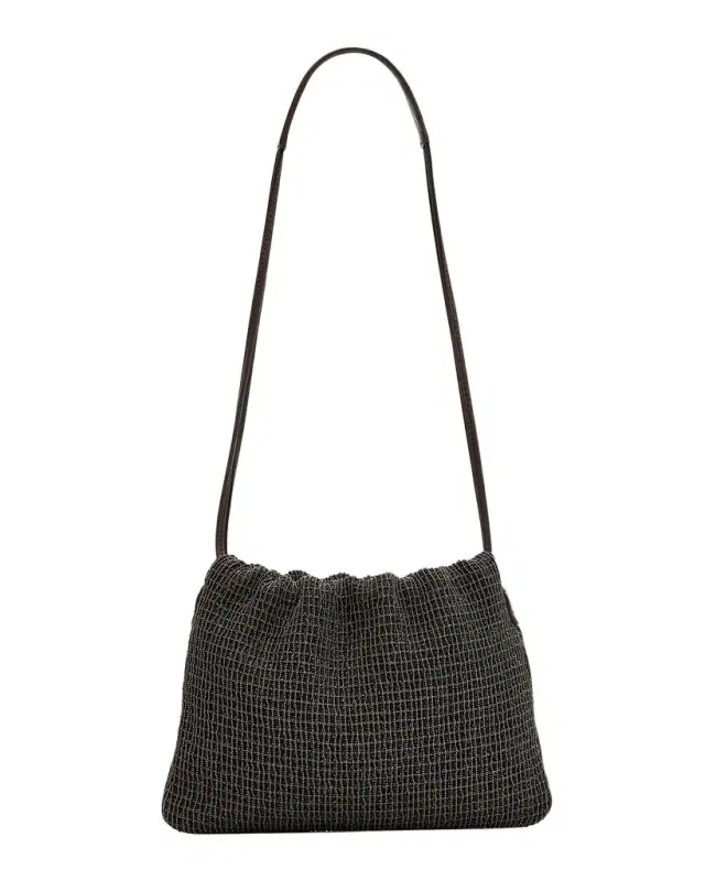 Brunello Cucinelli 3D Monili Net Embroidered Pochette Bag in Riding Leather