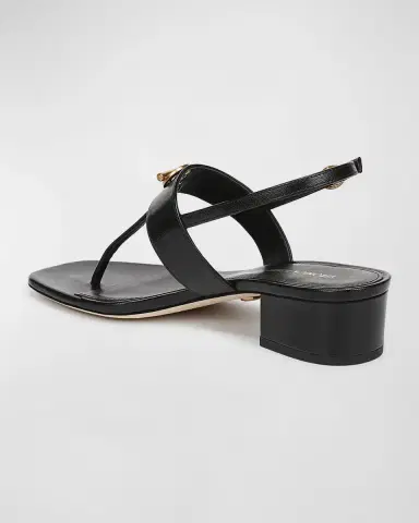 Veronica Beard Andie Toggle Leather Block-Heel Slingback Sandals | Thumbnail 4