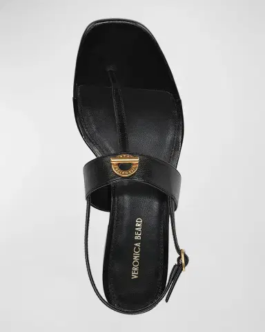 Veronica Beard Andie Toggle Leather Block-Heel Slingback Sandals | Thumbnail 5